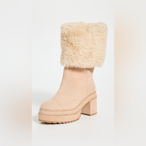 NWOT Cult Gaia Cowhide Suede Sommar fold over Boots - Size 36.5 - Picture 3 of 14